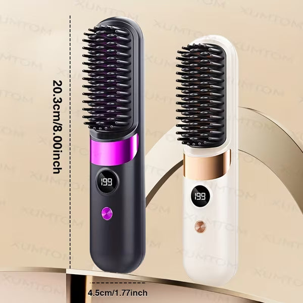 Multifunctional Hair Straightener Brush & Curling Iron